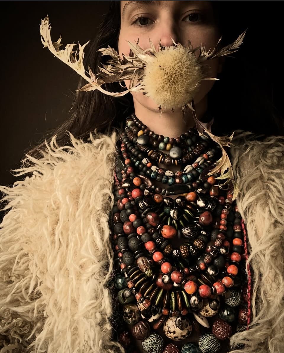 Portrait of Korytsia, Ukrainian ceramic artist, in Valencia studio